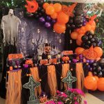Decoración cumpleaños Halloween globos, brujas, chuches