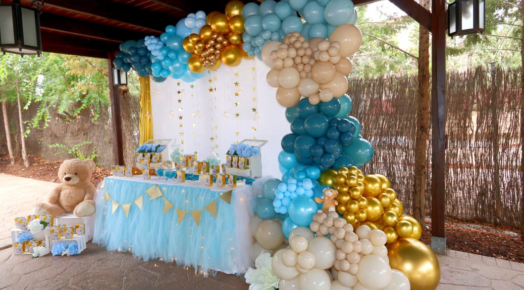 decoracion globos baby shower ositos cajas personalizadas dulces