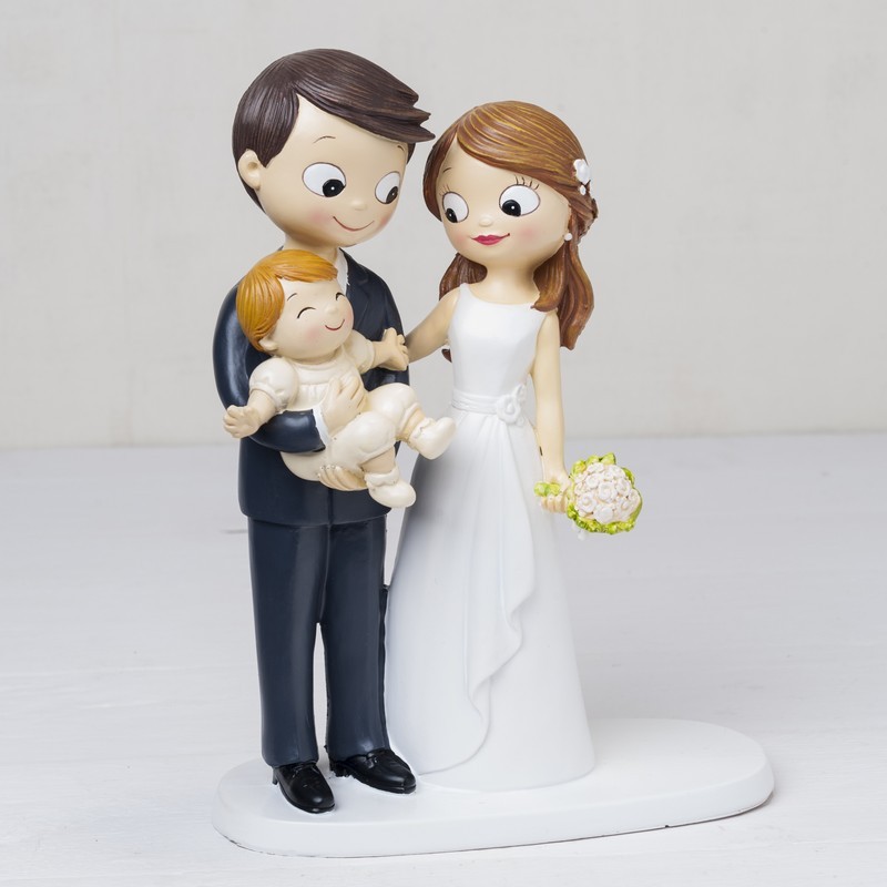 Figura tarta boda novios con bebé 21cm